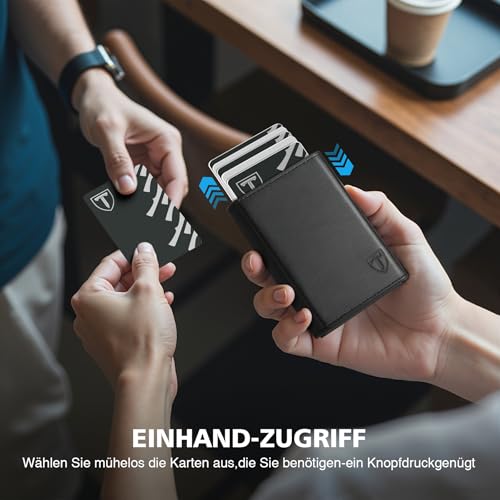 TENBST Smart Wallet 3.0 | Portmonee Herren Leder mit Magnetverschluss | Ultradünnes Slim Wallet & Kartenetui | RFID Blockierend | Minimalistische Geldbörse Herren für Alle Karten