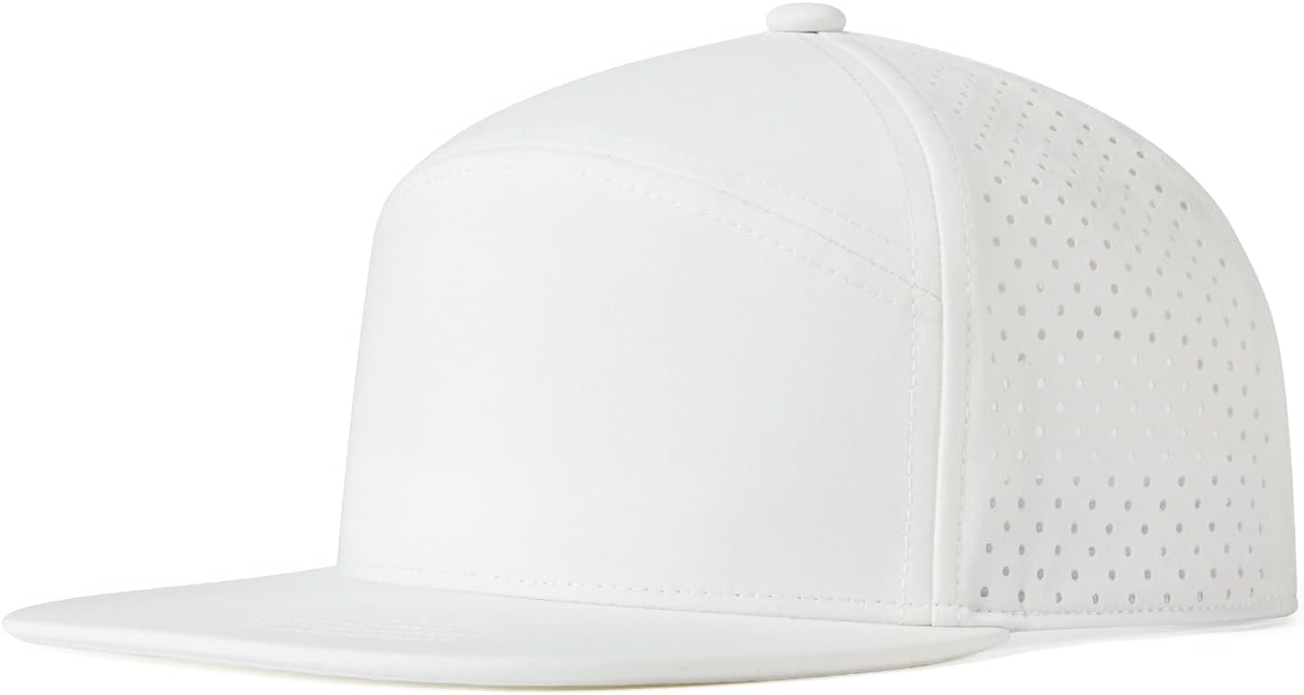 Men Flat Brim Adjustable Performance Hat Snapback Laser Perforated Baseball Cap