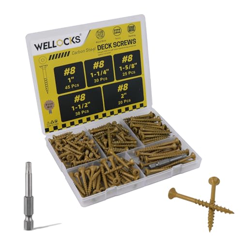 Vis à bois T25 Torx WELLOCKS anti-corrosion 150 pcs pour extérieur