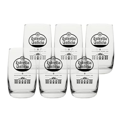 Miniatura 2 de Estrella Galicia - Pack De 6 Vasos De Cristal Para Cerveza Con Capacidad De 25 Cl, Diseño Original Y Exclusivo Con El Logo De Estrella Galicia, Especial Para Regalar
