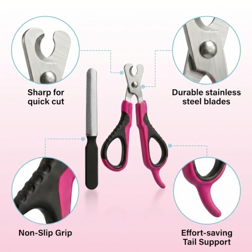 Image of Tpotato Cat Nail Clipper with Nail File,Stainless Steel Cat Nail Trimmer for Indoor Cats,Professional Kitten Nail Clipper for Small Large Adult Cats Claws and Toenail