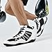 DimaiGlobal Men's Wrestling Shoe Boxing Shoes Zero Drop Sole High Top Fighting Shoes Fitness Sneaker Powerlifting Bodybuilding Weightlifting Training Shoes Black/White