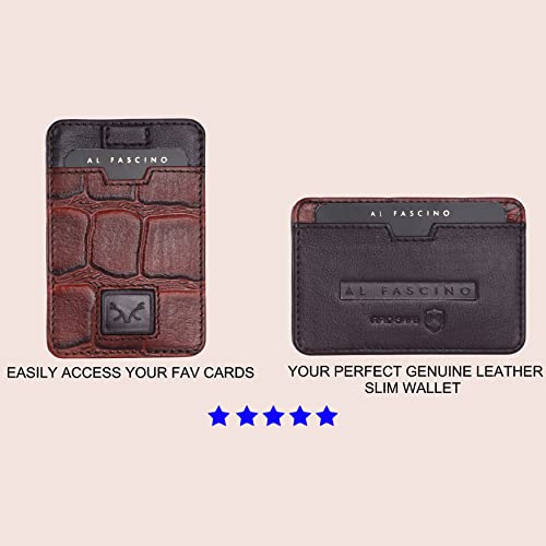 Image of AL FASCINO Leather Credit Card Holder Leather Wallet for Men Slim Minimalist Front Pocket Slim Wallet