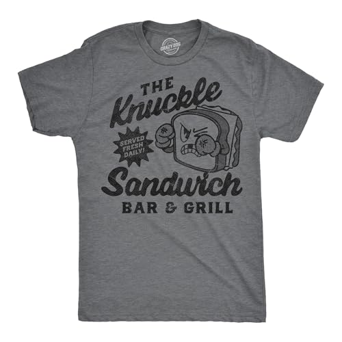 Mens Funny T Shirts The Knuckle Sandwich Bar and Grill Sarcastic Graphic Novelty Tee for Men Funny T Shirts Sarcastic Apparel for Men Cool Food Short Dark Grey L