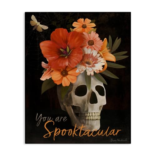 Stupell Industries Halloween Skull Flower, 16 x 20 Inch Canvas Wall Art