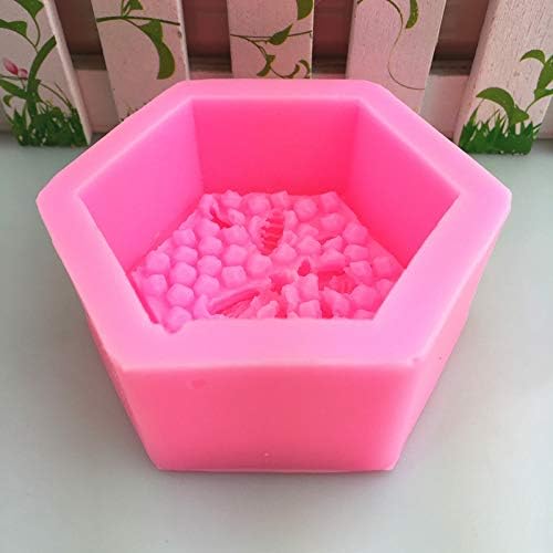 Miniatura 5 de Playing Mold Molde de silicona de jabón de 3 abejas y colmenas para bricolaje, jabón, pastelería, pastel, yeso, arcilla, chocolate, decoración