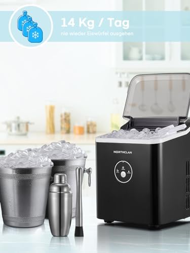 Bild 2 - Eiswürfelmaschine Testsieger 2024, 14 kg 24 Stunden, 9 Eiswürfel in 6-8 Minuten, Gerauscharmer Betrieb, 120W Ice Maker mit Schaufel u. Korb, Eiswürfelbereiter für Zuhause, Büro (Dunkelgrau)