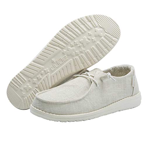 Image of HEYDUDE Women's Wendy Sparkling Cream Size 5 | Women's Shoes | Women's Lace Up Loafers | Comfortable & Light-Weight