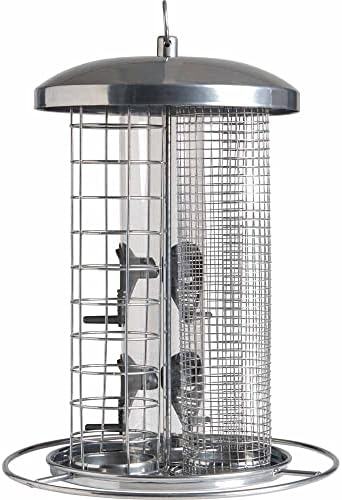 wilko Wild Bird 3-in-1 Premium Metal Seed Nut Fat Ball Feeder, Weather-resistant, Easy to Fill and Clean, Holds up to 6 Fat Balls