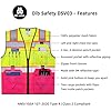 Dib Safety Vest Reflective with Pockets and Zipper, High Visibility Mesh ANSI Class 2, Made with 3M Reflective Tape, Yellow and Pink Small