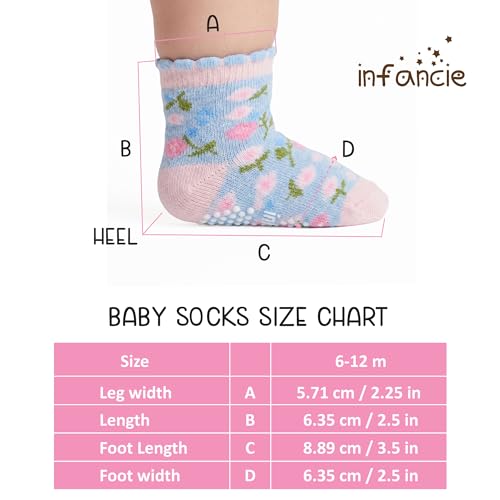 infancie Organic Cotton GOTS Certified Baby Socks Girls Sock 12 Pairs - (6-12 Months) Soft And Comfortable Socks For Baby Girl, Adorable Sock Girls, Gift For Infant