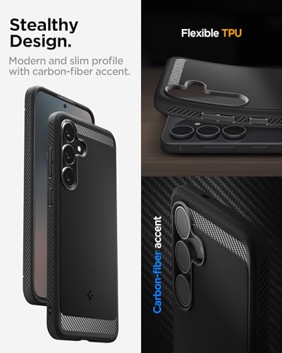 Image of Spigen Rugged Armor | Samsung Galaxy S25 FE Case [Air Cushion Protection] [Flexible] Galaxy S25 FE Back Cover | TPU - Matte Black