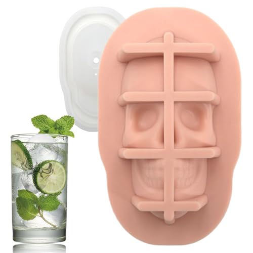 Moldes de hielo para cóctel, molde de cubitos de hielo en forma de calavera, molde flexible de silicona de alimenticio para congelador, chocolate, whisky, bebidas frías, jugos, cócteles