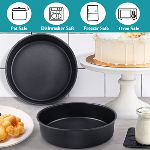 Lianyu 8 X 2 Inch Round Cake Pan Set Of 3,Black Nonstick Birthday Cakes Pans For Baking Wedding, Stainless Steel Layer Cake Pans With 90 Pieces Parchment Paper & Side Liner Roll, Dishwasher Safe #TOP4