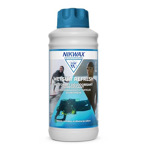 Nettoyant & Désodorisant Nikwax WETSUIT REFRESH 1L pour Combinaisons et Accessoires. Shampoing désodorisant performant pour combinaisons de plongée parfum Océan (1 Litre)