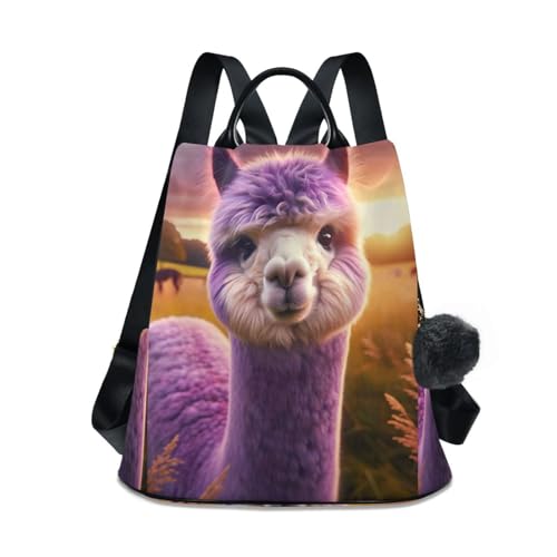 Sac à dos en alpaga violet femme antivol chic et urbain