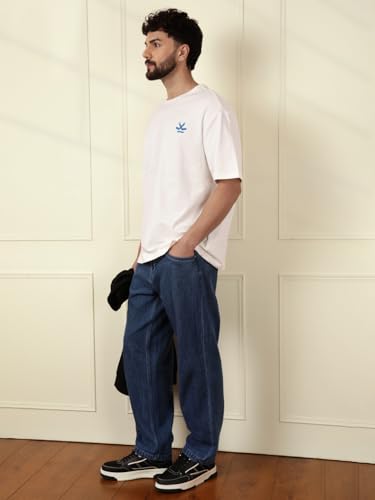 Image of WROGN Men's Pure Cotton T-Shirt | Artistic Print | Oversized Fit