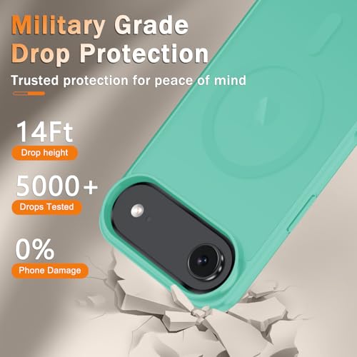 Image of YENAPOON for iPhone Air Case, Matte Magnetic Phone Cover [with 1 Screen Protector] [Support for MagSafe] [Shockproof Military Grade Protection] Translucent Frosted Back, Teal