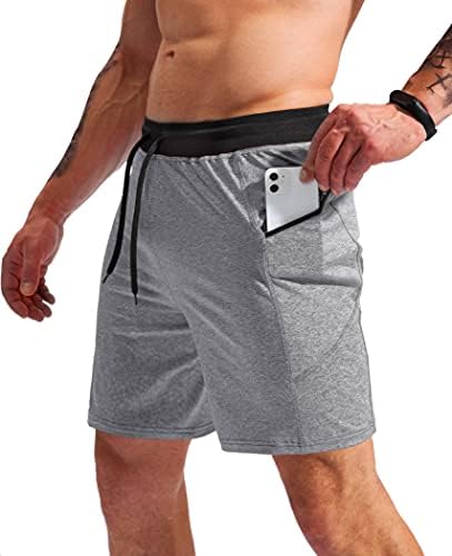 G Gradual Men's 7" Athletic Gym Shorts Quick Dry Workout Running Shorts with Zipper Pockets (Light Grey X-Large)