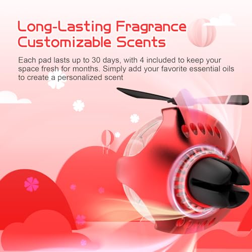 Image of Red Bear Car Air Freshener with 6-Color Auto Light Up & 4 Scented Pads - Light Fragrance, Decorative Auto Accessories,Cute Velentine's Day Small Gift