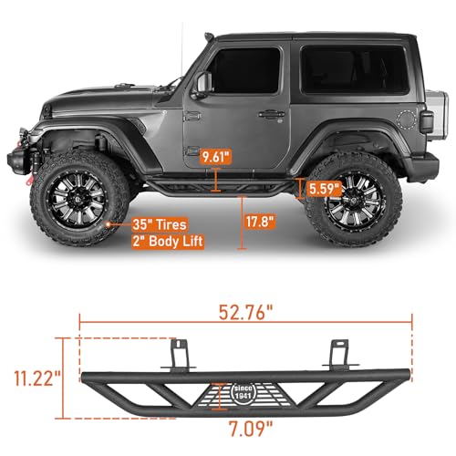 Estribos laterales tubulars para Jeep Wrangler JL 2 puertas miniatura 3