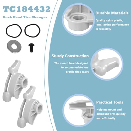 Image of superbobi TC184432 Replacement for Coats Tire Changer Duck Head, Tire Machine Duck Bill 8184426 8184432 184432, Low Profile Nylon Mount /Demount Head Grey, 2-Pack