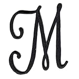 Hip Hop 50's Shop 2.5' Black Script Embroidered Alphabet Custom Letter A - Z Iron-On Monogram Applique for Poodle Skirt Shirt DIY (M)