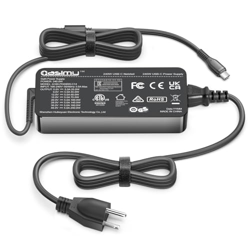 CASIMY 240W USB-C GaN Adapter 48V 5A NVIDIA DGX Spark Power Supply for Various Brands of AI Supercomputers, GIGABYTE AI TOP Atom, Framework Laptop 16,Asus Ascent GX10 Fast Charger EPR Cable AVS PD3.1