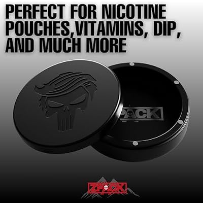 ZPACK Zyn Metal Can | Zyn Metal Pouch Can | Premium Aircraft-Grade Aluminum Container with Magnetic Closure | Slim EDC Pocket Tin | Carved Engraved Design | for Him (Black)