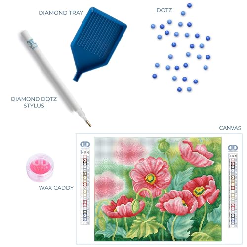 Image of DIAMOND DOTZ Watercolour Poppies Diamond Painting Kits for Adults - Diamond Art Kits a Relaxing Creative Craft Kit with Dotz Gems 11.8x14.6