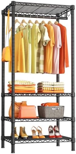 Ulif H4 Mini Portable Closet, 4 Tiers Freestanding Clothing Garme...