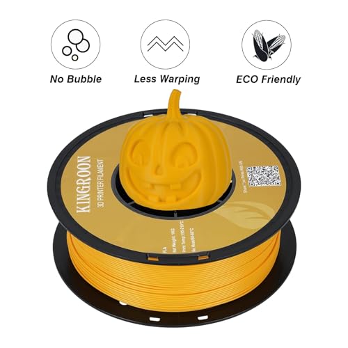 Image of Kingroon PLA 3D Printer Filament, Dimensional Accuracy + /- 0.02 mm, 1 kg Spool(2.2lbs), 1.75 mm,Orange