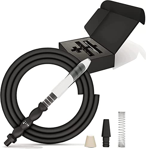 RMAN® Shisha Schlauch mit Mundstück Inkl. Knickschutzfeder Adapter universal Geeignet für Shisha 150cm Silikonschlauch Schwarz