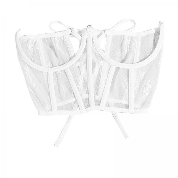 3xLace Corset Belt Open Cup Tie Back Corset for Women Adjustable Waist Cincher White|Clothing, Shoes & Accessories | Womens Clothing | Intimates & Sleep | Corsets & Bustiers-image-26