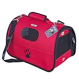 Recommandé pour des animaux de 5 kg max Sac de transport en toile matelassée rigide pour chiot ou chat Ce sac est repliable pour prendre moins de place une fois rangé L'ouverture complète du sac grâce à la fermeture éclair, permet à l'animal de s'installer facilement et confortablement Idéal pour les transports en commun ou pour les rendez vous chez le vétérinaire Recommandé pour les chiots ou les chats Filets en maille pour l'aération présents sur les extrémités du sac Bandouilère ou poignée r
