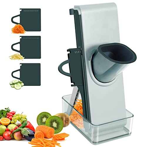 Safe Mandoline Slicer for Kitchen, 5 in 1 Slicer Kitchen Chopping Artifact Multifunctional Vegetable Cutter, Meat Tomato Potato Slicer Food Chopper with Container