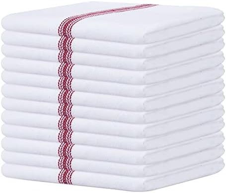 12 Pack - Sweet Needle Herringbone Kitchen Tea Towels Dish Cloth Set, Charcoal - 100% Cotton, Absorbent, Lint Free, Fade Resistant, Quick Dry, Hotel Grade with Hanging Loop - Machine wash -45x70 CM