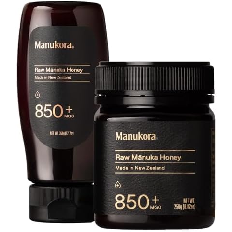 Manukora Raw Manuka Honey, MGO 850+ from New Zealand, 12.7 oz Squeezy & 8.82 oz Jar Cover