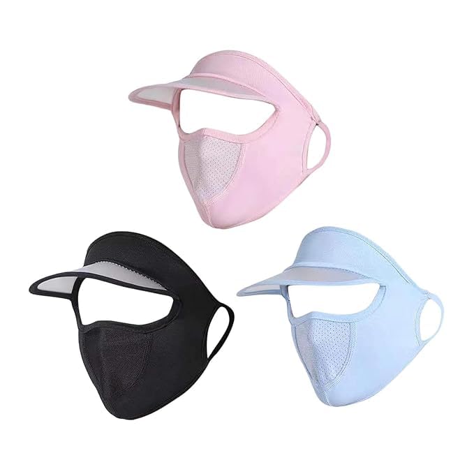 Image of Cap Mask for Summer | UV Protection Foldable Scarf Cum Hat | Outdoor Sun Protection Face Cover | Breathable Lightweight Mask with Cap for Men & Women (Cap Mask UV Protection-P)