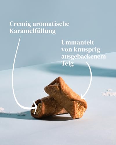 Greenomic - Cannoli-Siciliani - 200g - ideal als Geschenk - gefüllt mit zarter Salz-Caramel-Cremefüllung - einzeln verpackt in charmanter Geschenkdose - italienisch-sizilianisches-Gebäck