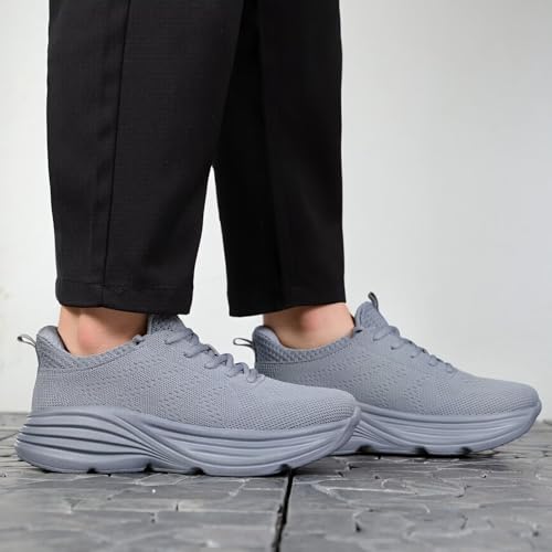 Image of WJA Men's Non Slip Walking Shoes Lightweight Breathable Casual Running Shoes Fashion Sneakers Mesh Workout Sports Shoes