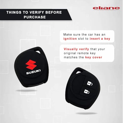 Image of Eliane Silicone Car Key Cover 2 Button Compatible with Maruti Suzuki Baleno Grand Vitara XL6 Swift Brezza Ertiga Dzire Celerio Ciaz SX4 Ignis S Presso S Cross Fronx Alto Ritz (Black-2Pcs)