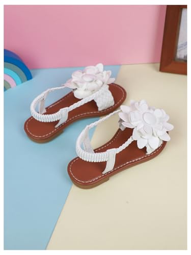 Verdusa Girl's 3D Flower Sandals Open Toe Ankle Strap Flat Vacation Sandals3
