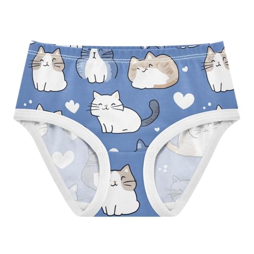 Wusikd Cute Cats White Girls' Underwear Cotton Heart-shaped Girls Briefs Soft Toddler Underwear 2T