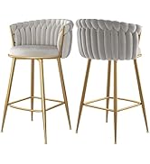 GOOLON Counter Height Stools Set of 2, Velvet Bar Stools with 27 Inches Upholstered Seat Height, ...