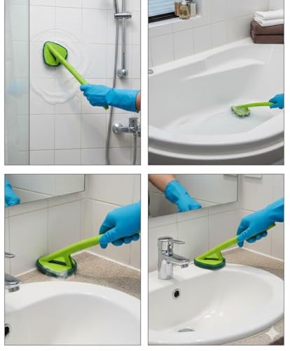 Image of Bathroom Tile Scrubber Brush- Cleans Tiles, Hard to Reach Corners, Floors, Tough Stain Removal, Ergonomic Handle for Excellent Grip, Triangular Head for Easy Cleaning (Pack of 2)