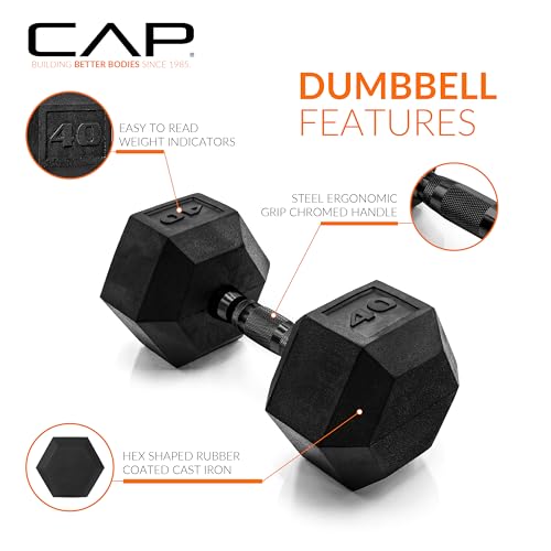 CAP Barbell 40 LB Coated Hex Dumbbell Weight with Black Handle by CAP Barbell - Image 3