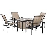 Outsunny 5 Piece Outdoor Dining Set, Patio Table and Rocking Chairs, Outdoor Furniture Set with Built-in Ice Bucket for Garden, Lawn, Backyard, Beige