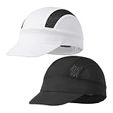 2Pcs Cycling Cap for Men Cooling Skull Cap Helmet Liner with Sun Visor for Men Women Running Bike Outdoor Sports Cap White