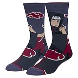 Cool Socks - Itachi Uchiha Akatsuki Crew Sock - Naruto Licensed Anime Cartoon Themed - Size Large for Men & Women- Fun Novelty Cool Merch Socks - Comfy Cotton Blend - Fun Gift for TV Fans, Teens &